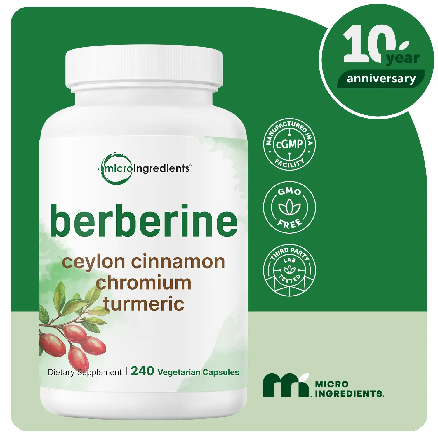 Berberine with Ceylon Cinnamon, Chromium, & Turmeric, 240 Vegetarian Capsules Berberine with Ceylon Cinnamon, Chromium, & Turmeric, 240 Vegetarian Capsules