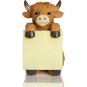 Pop-up Sticky Note Dispenser, Includes 1 Pad of 3x3 in Super Sticky Notes, 100 Sheets, Resin Cute Handmade Desk Holder for Office & Home-Brown