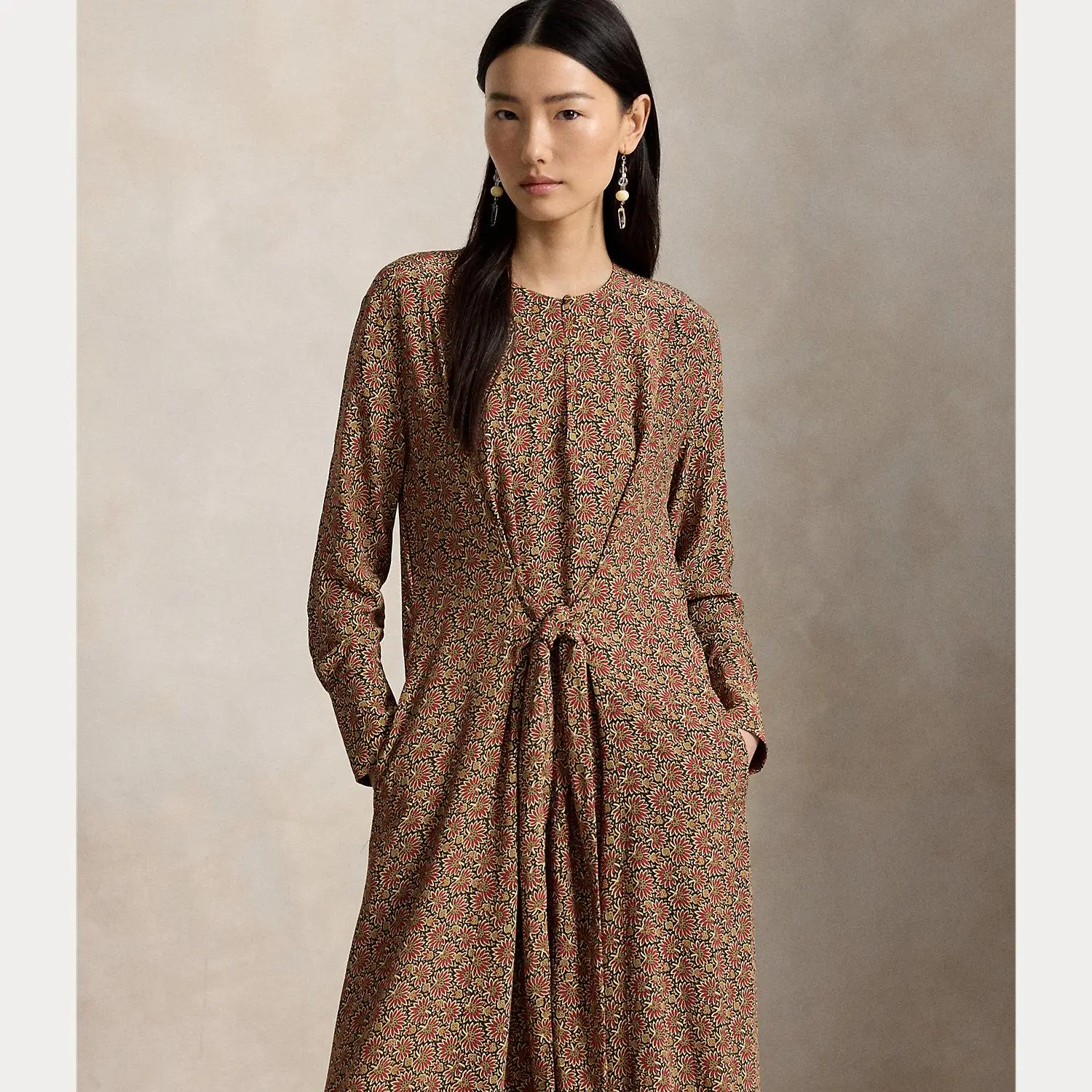Polo Ralph Lauren - Floral Tie-Front Crepe Dress