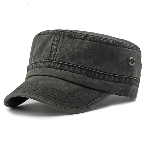Unisex Cadet Army Cap Adjustable Fit Hat Flat Top Cap Washed Military Hat Baseball Cap, Adjustable Outdoor Cap