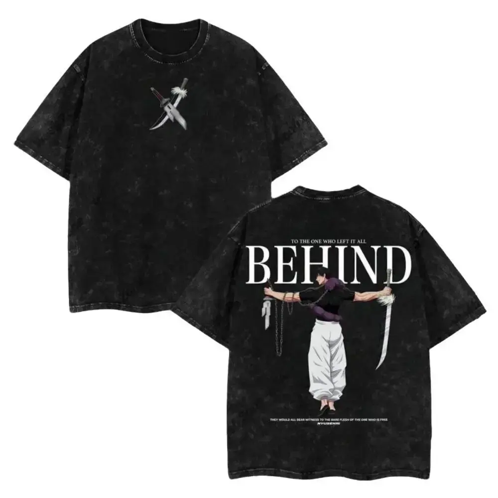 Retro Heavy Limited Toji X The one who left it all behind - Jujutsu Kaisen Anime Double Printed Vintage Oversized Washed Tee Unisex Oversize Anime Manga Washed Heavyweight Cotton T-shirt, Gift For Anime Fan, Anime Lover Jujutsu Kaisen anime merchandise ou