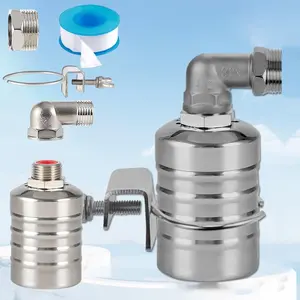 1Set Water Float Valve, Stainless Steel Automatic Water Level Control Float Valve 1/ 2in and 3/ 4in Connection Types for Fish Tank Swimming Pool Livestock Trough