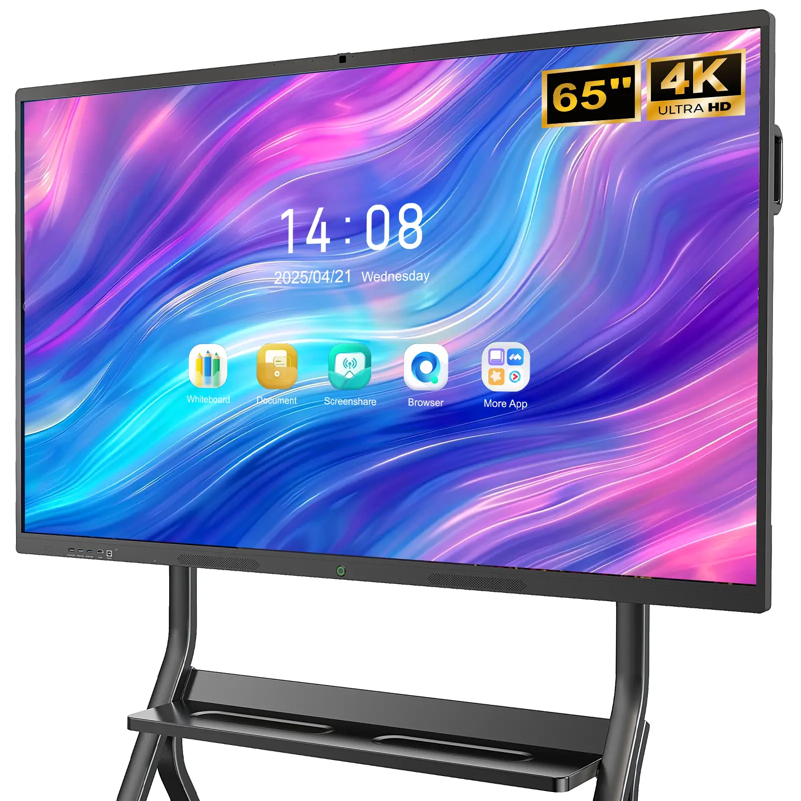 OHYEAHSPIN 65" Smart Whiteboard for Classroom Office, All-in-One 4K Digital Board, 20 Point Touchscreen, Screen Mirroring, Bluetooth/WiFi/HDMI, Camera & Mic, Android 13, 8+128G (Wall Mount Included)
