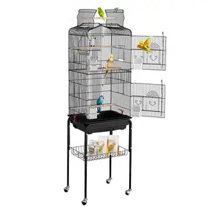 VEVOR Large Bird Cage, 62 in, Open Top Parakeet Cage with Rolling Stand,  Steel Bird Flight Cage with Removable Tray, Budgie Birdcage with 4 Perches, Parrot Cage for Lovebirds Cockatiels Pet Toy