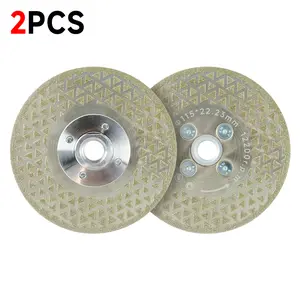 2pcs Grinding Cutting Diamond Blade - Granite Grinding Wheel 4.5"/115mm 5/8-11" Flange, Double-Sided Diamond Cutting Disc Saw Blade for Beveling Shaping Marble,Porcelain,Ceramic Tile,Quartz