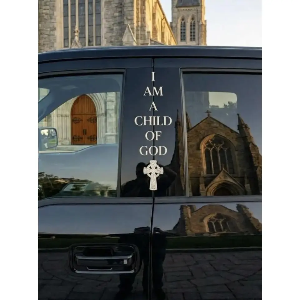 I Am a Child of God - Inspirational Quote with Cross Design Car Sticker - Perfect for Motivation and Reflection