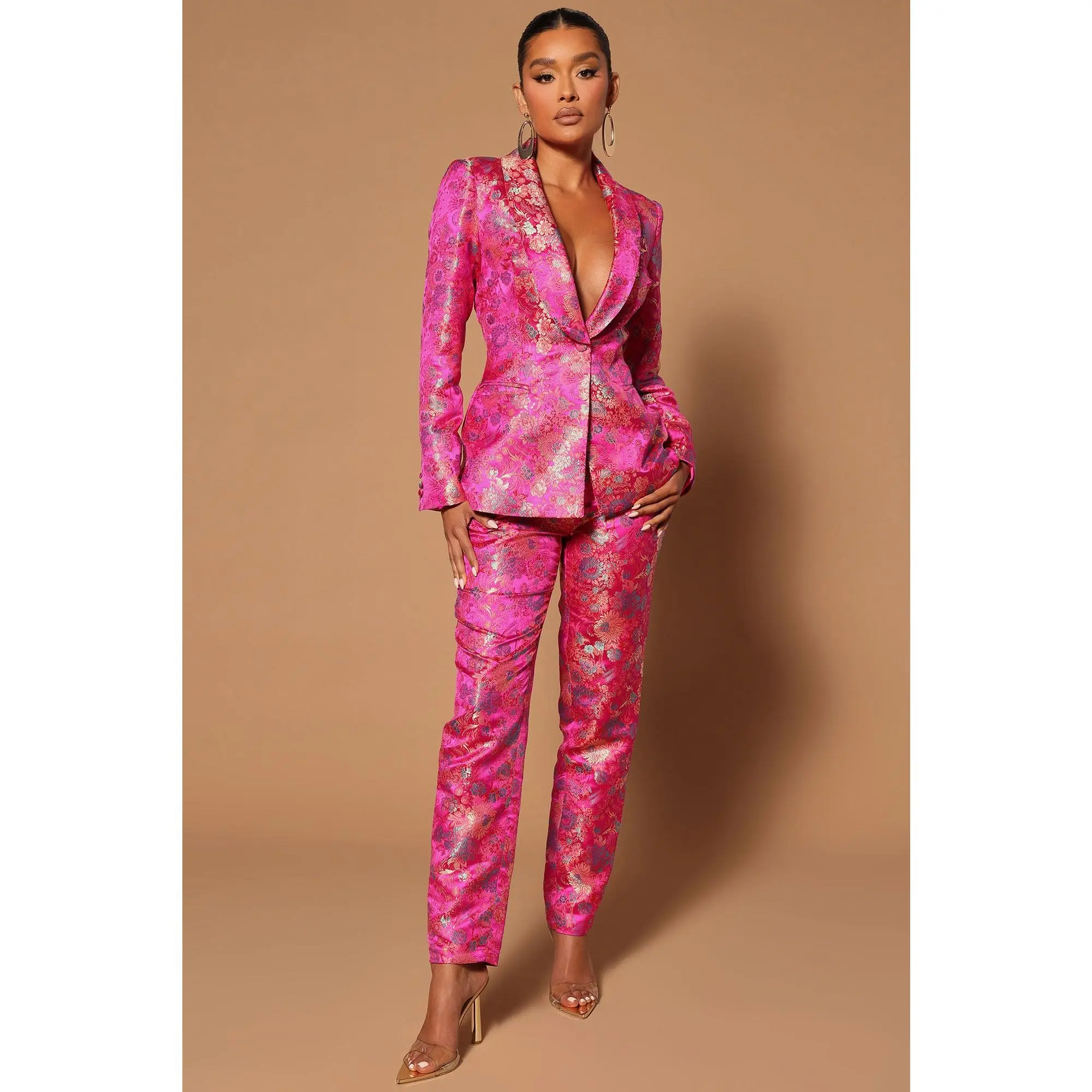 Pretty In Pink Embroidered Suit Set - Fuchsia Pretty In Pink Embroidered Suit Set - Fuchsia