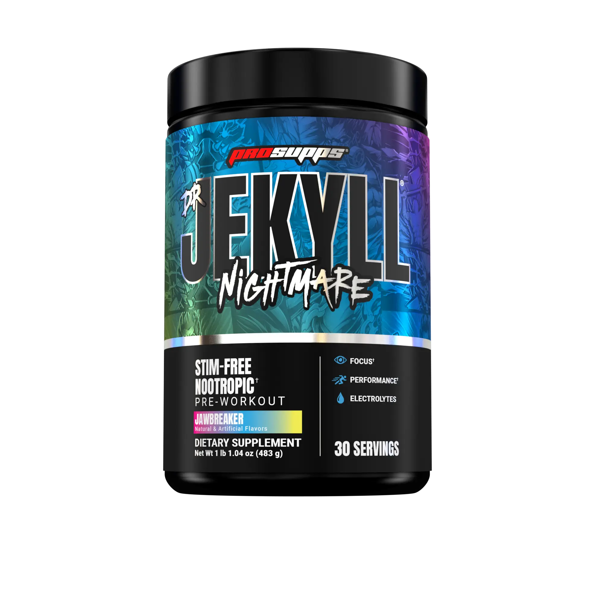 ProSupps Dr. Jekyll Nightmare Stim-Free Pre Workout Powder with Nootropics - Focus Boost, Performance Support - Caffeine-Free Fitness Supplement for Gym Use