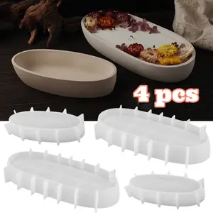 A Set of 4/2 Pcs Oval Oval DIY Silicone Mold Tray,Reusable Silicone Mold Plates,Casting Moulds Bowl for Candle Holders,Jewelry Bowls,Storage Bowls,Hand Tools Kits,Summervibes