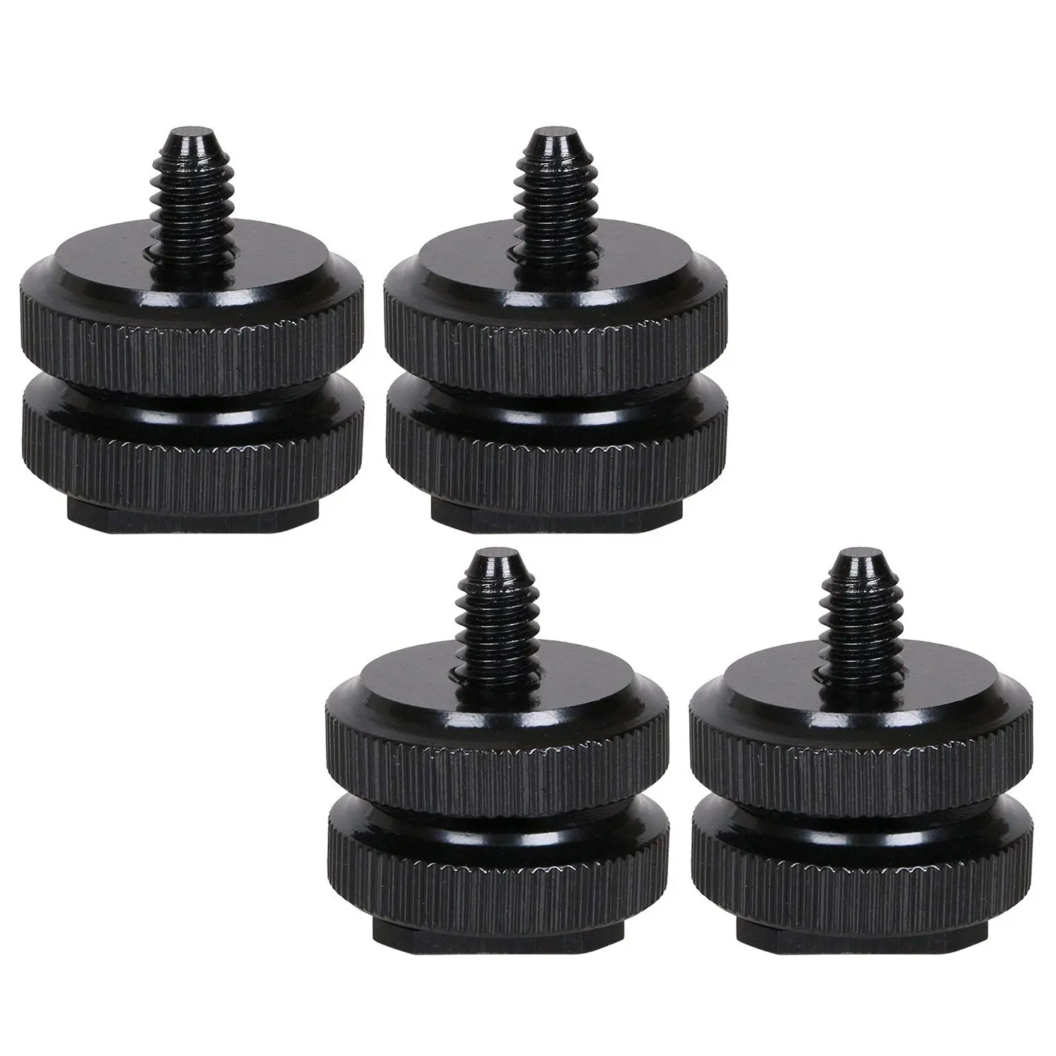 Alloy Universal Adapter (4-Pack) - Digital Hot Shoe Mount to 1/4-in-20 Tripod Screw Nut, Camera Accessories for Mount Digital Camera, DSLR Rig, Camcorder Flash Photography