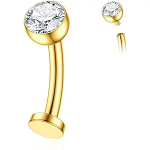 14G Titanium Floating Belly Button Rings for Women Flat Back Belly Rings 8mm/10mm/12mm/14mm Belly Piercing Jewelry