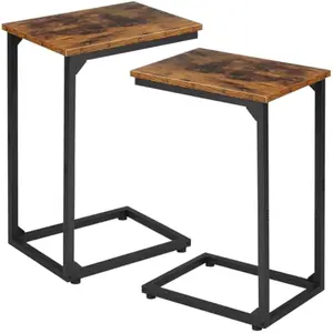 Shaped Side Table, End Tables Living Room Set of 2, Slide Under Couch Table for Sofa, TV Trays for Bedroom, Small Space
