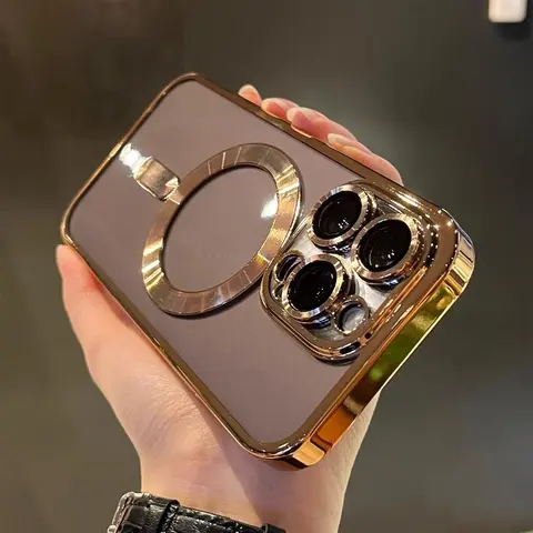 Luxury Plated MagSafe Magnetic Protective Phone Case - Shockproof Anti-Drop Silicone Cover, Wireless Charging Compatible for iPhone 12/13/14/15/16/17 Pro, 17 Air, Pro/Max Variants Mobile Accessories