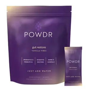 POWDR Gut Support – Vanilla Vibes | Fiber, Probiotics & Digestive Enzymes | Daily Digestive Wellness Powder