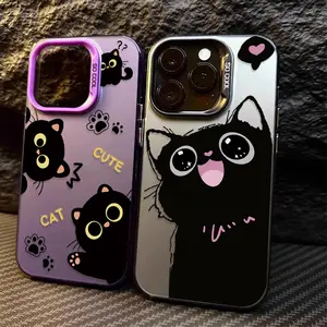 Cute Black Cat Case For Samsung Galaxy A17 A16 A06 A07 A35 A25 A05 A05S A54 A55 A15 A34 A24 A14 A73 A53 A33 A13 A52 A32 A52S Accessories Protective
