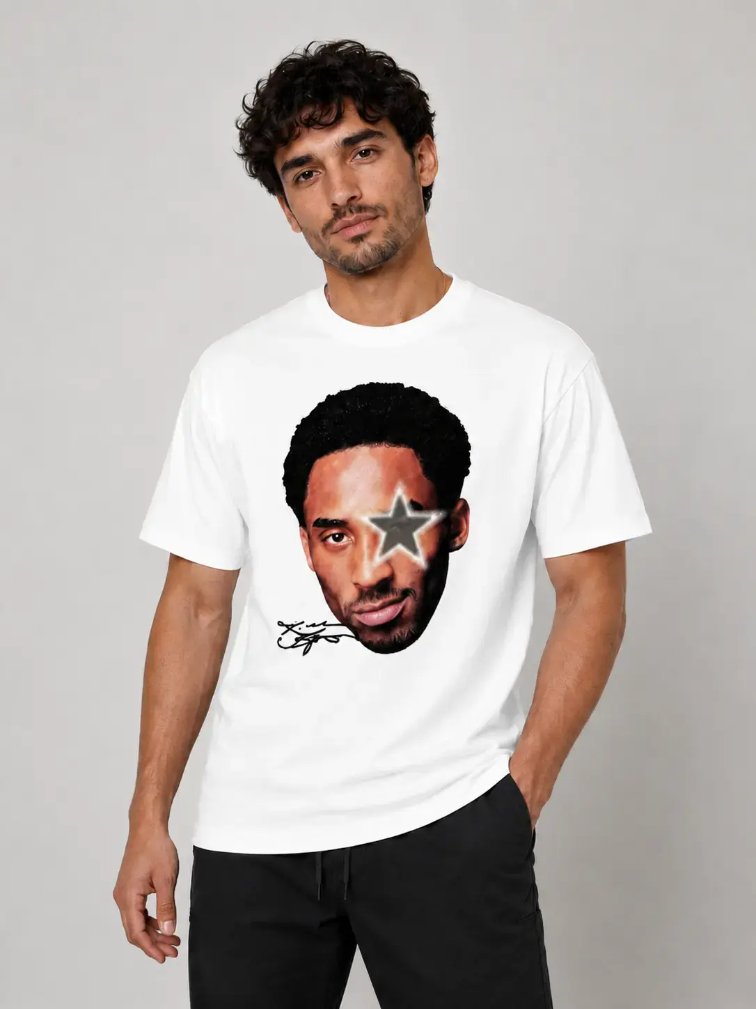 Youth and Adult Kobe Big Face Grey Star Graphic T-Shirt 100%25 Cotton Comfortable Short Sleeve Boys Clothing Great Gift Idea,100%25 Cotton,Casual Summer T-Shirt with Crew Neck,Perfect Gift For Friends & Family,Lounge & Casual Attire