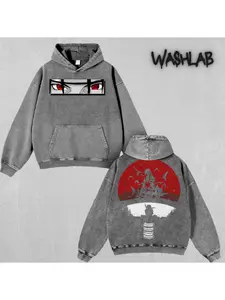 Retro Vintage Limited Itachi Double Sided Print Oversized Acid-Washed Heavyweight Cotton T-Shirt – Unisex Anime Manga Tee, Perfect Gift for Anime Fans and Lovers Menswear Tops