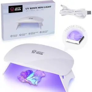 LET'S RESIN Mini UV Light for Resin, 2.5Times Higher UV Energy Value Portable UV Resin Light, Faster Curing & 84g Light Weight UV Lamp, Resin Supplies for UV Resin Molds, Jewelry Making, Craft Decor