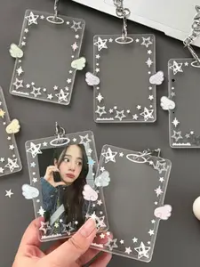 Stylish Minimalist Colorful Angel Wings Card Holder, Acrylic Hard Card Case for ID Badge and Small Cards, Durable and Trendy Card Sleeve