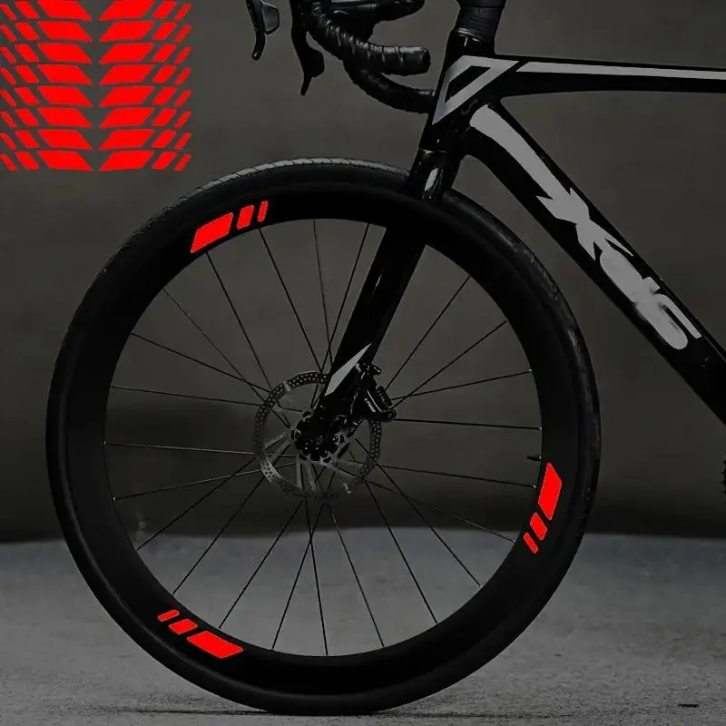 Bicycle Wheel Reflective Sticker Set (16 Pieces) - PVC material, decorative strips glow to enhance the safety and style