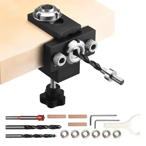 Doweling Jig Kit Self-Centering Dowel Drill Jig With Three Drill Bits For Precise Woodworking Joinery, Furniture Making And Cabinet Building, Includes Adjustable Stop, Zero-Play Guides, Durable Metal Construction