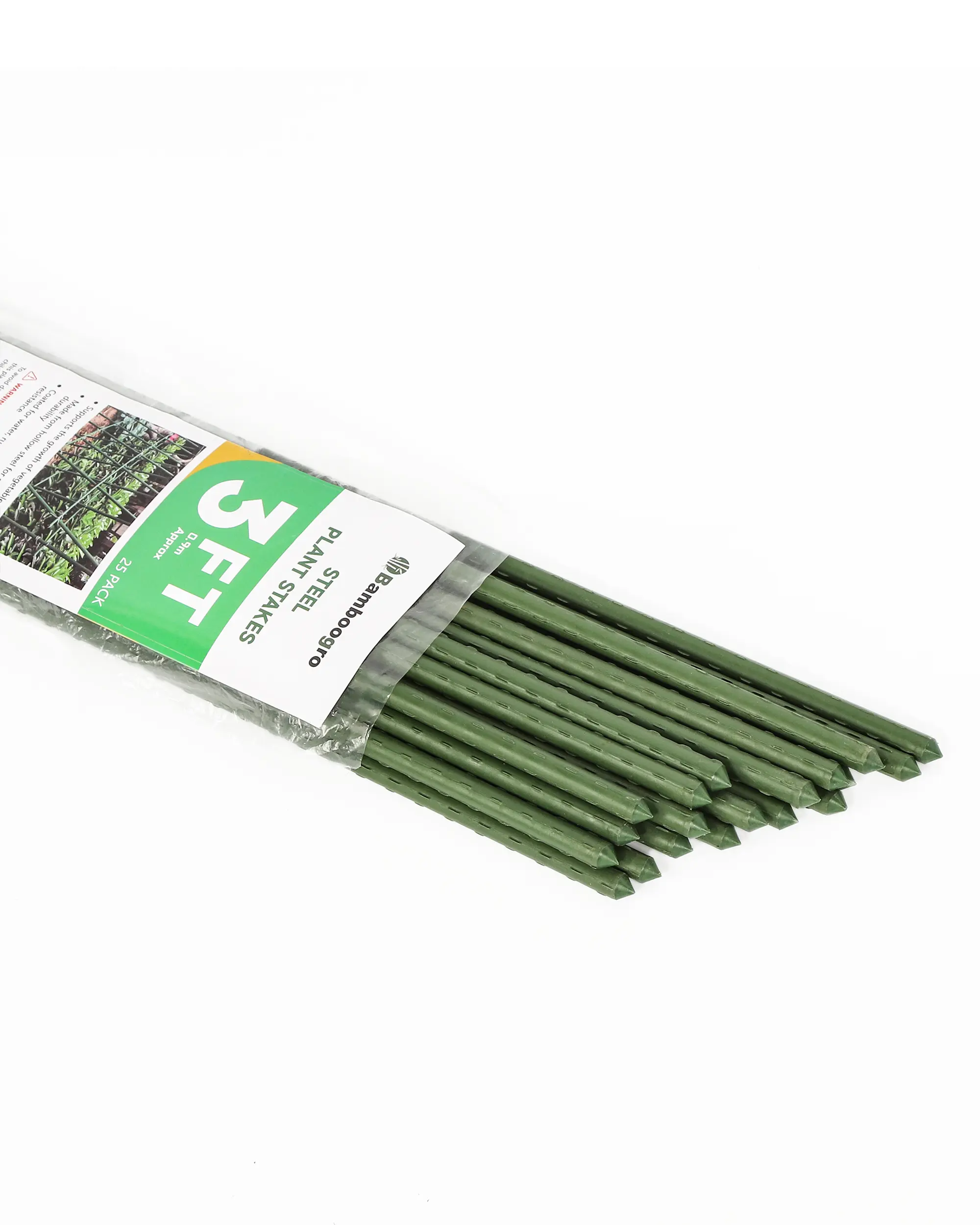 25Pcs Garden Stakes Plant Support - Plastic-Coated Steel Poles Gardening Supplies for Climbing Plants Growth, Stackable Plant Stakes
