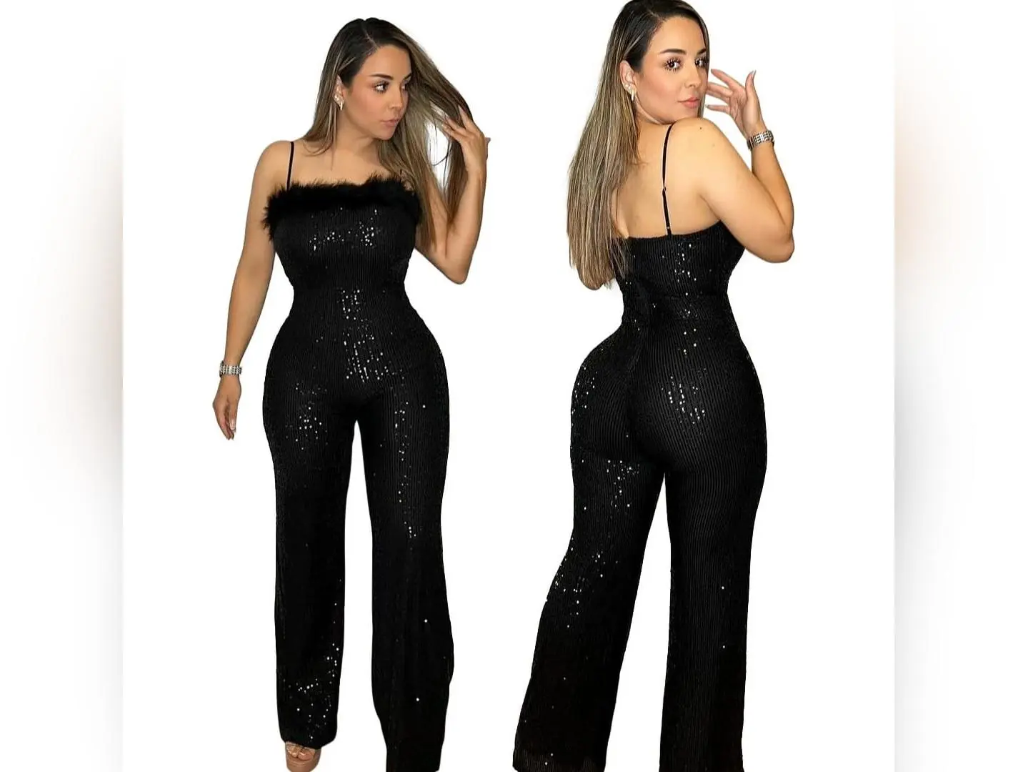 Luxe Feather Trim Jumpsuit