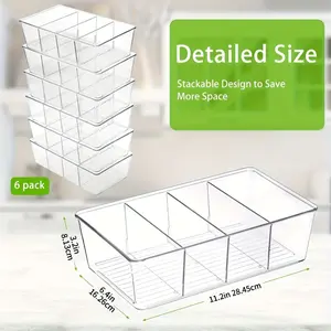 6pcs Snack Organizers, Pantry Organizer and Storage, Clear Food Storage Organizer Bins, Plastic Fridge Organizer and Cabinet Organizer for Kitchen, Condiment, Pouches Food, Packets Spices for Valentines Decorations, Gift wrapping