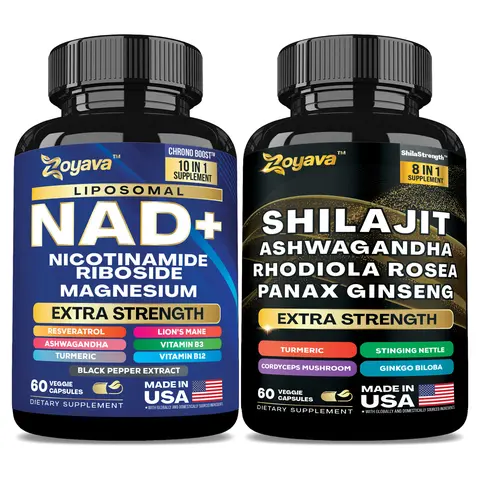 Ageless Performance Bundle - Zoyava NAD+ & Shilajit All-in-One Supplement Combo for Extra Skin Aging Support, Energy, & Overall Wellness - Made in USA