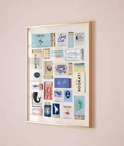 [UNFRAMED POSTER] Vintage Matchbox Print, Trendy Matches Poster, Retro Matchbook Wall Art, Sea Aesthetic Print for Apartment