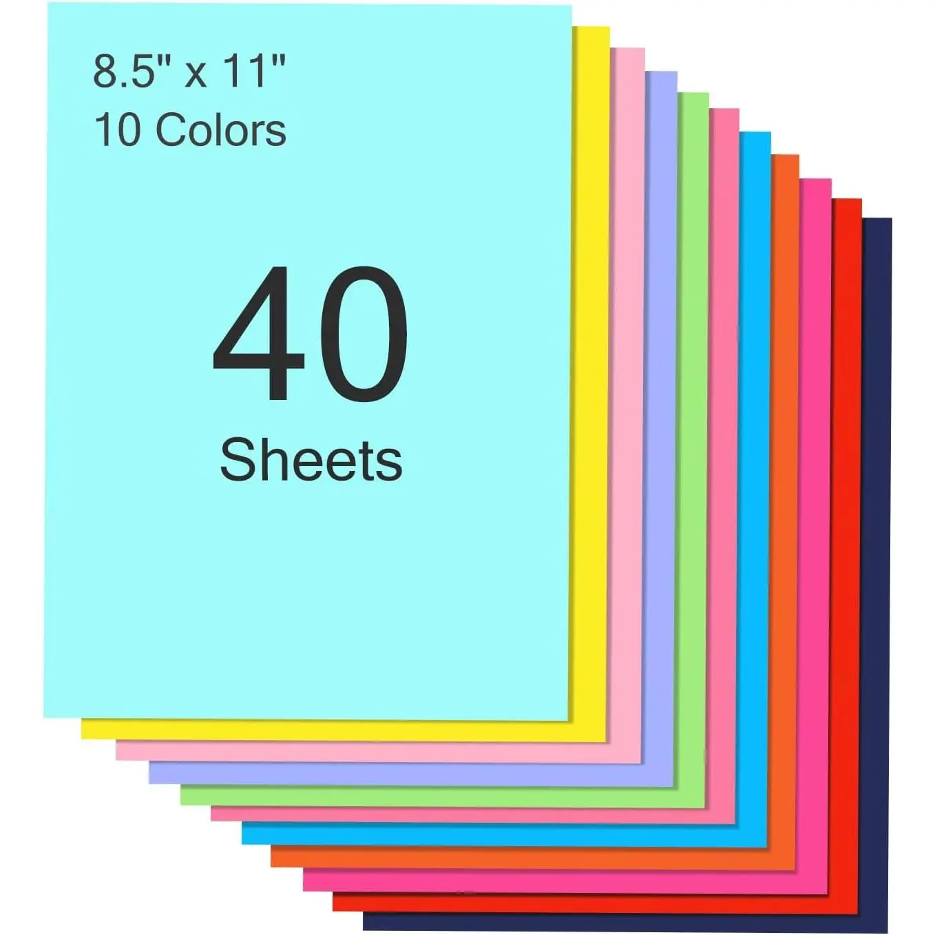 40 Sheets Colored Cardstock 10 Colors, 8.5x11 Color Cardstock Bulk,Construction Paper for Printing, Card Making, DIY , Crafts, Scrapbooking, Party Decorations