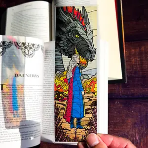 Daenerys Stained Glass Bookmarks, Jon Snow, Night King, Game of Thrones (Transparent Bookmark, Fantasy Book Reader Gift)