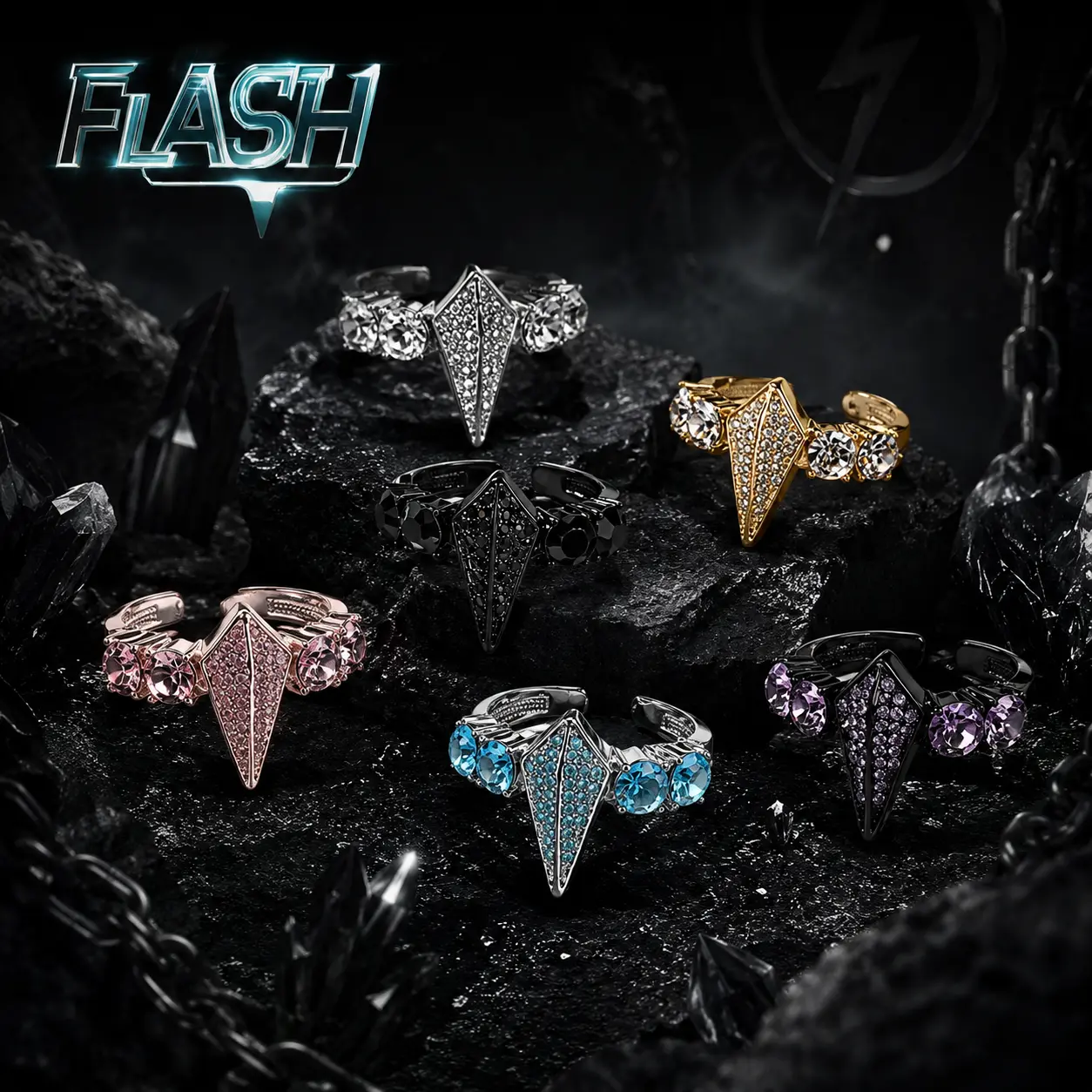 Flash BlackPanther Ring, Unisex, AAAAA+ Cubic Zirconia Gemstone Ring, Rapper Ring, Limited Edition, Jewelry Box Packaging, Ideal Gift. Birthday Gift