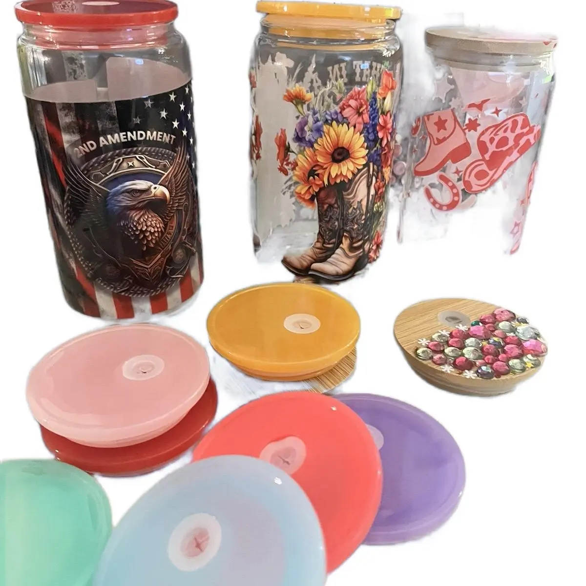 Plastic Colorful Replacement Tops for 16oz and 20oz Libbey Glass Cups - Lightweight Drinkware Cover