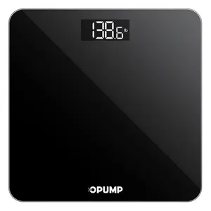 OPUMP Black Digital Weighing Scale - High Accuracy 400 lbs, Backlit LED Display, Portable for Home Use, KG-LB-ST Conversion, Auto On/Off, Battery-Friendly