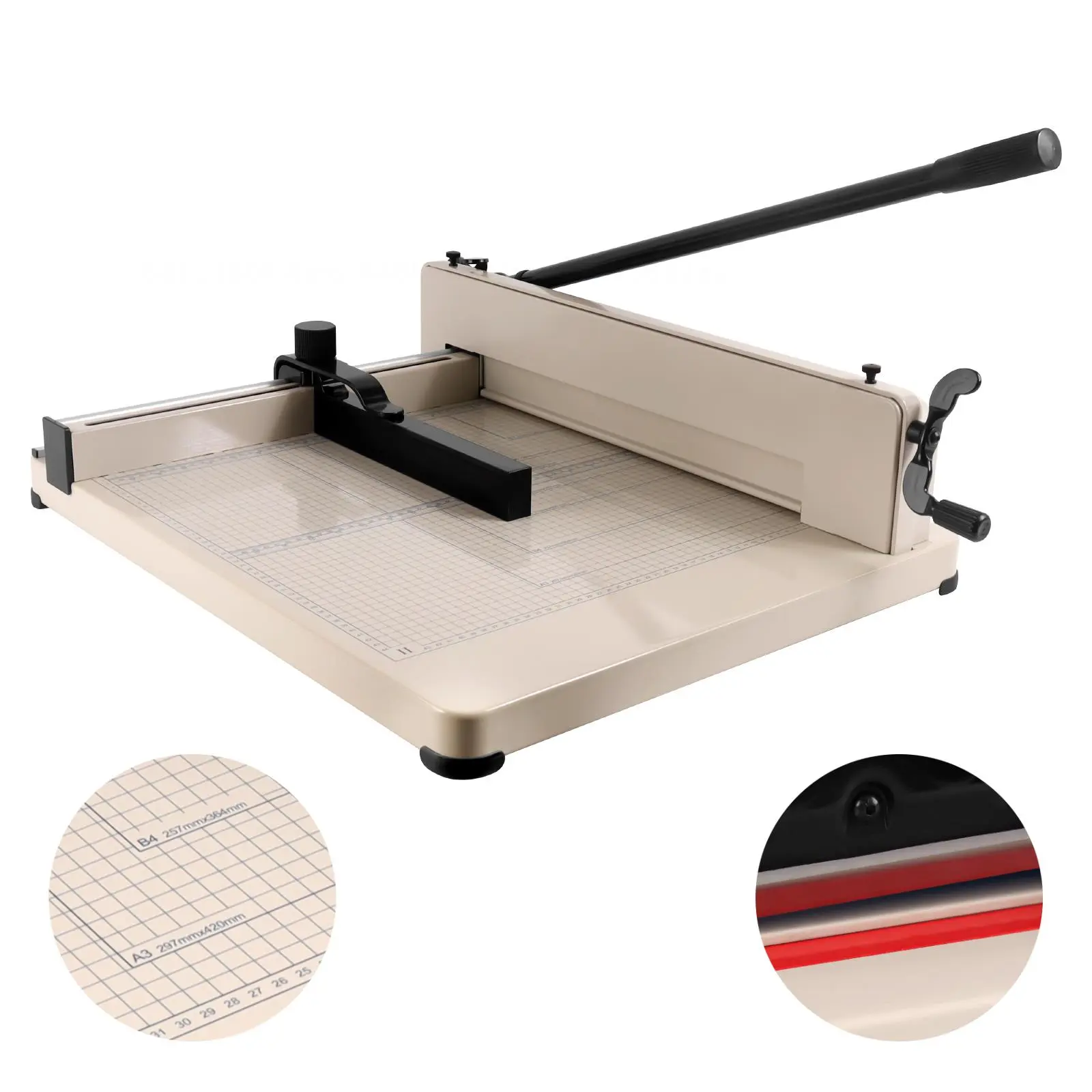 17" Guillotine Paper Cutter, Professional Steel Paper Trimmer with Safety Lock, A3 Size Paper Cutting Machine Supports Up to 400 Sheets, Ideal for Office, School, Print Shop, Studio, Copy Center & Business Use
