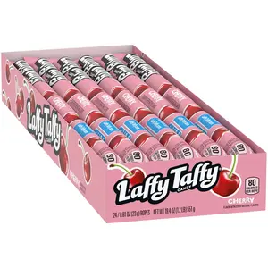 Laffy Taffy Cherry Flavor Candy, 24 Ropes - Perfect Sweet Snack for Parties