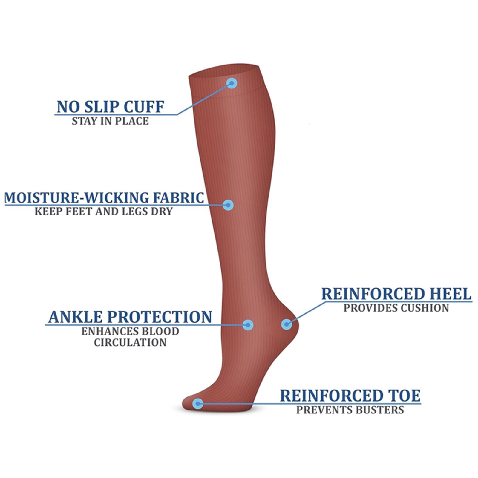 MhzyCaus 6 Pairs Calf Compression Socks for Women & Men – Cancel Boring, Streetwear Patterned & Dots Design, Urban Fit, All-Day Fresh, City Hustle Vibes for Subway Rides Sports