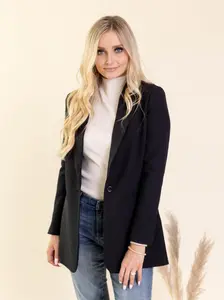 Liverpool Black Button Front Boyfriend Blazer