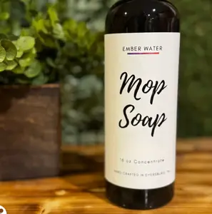 Ember Water Mop Soap 16 oz Concentrate - Plant-Based Cleaner for Hardwood Tile Laminate & Sealed Concrete Floors - Sulfate-Free & Gentle on Floors