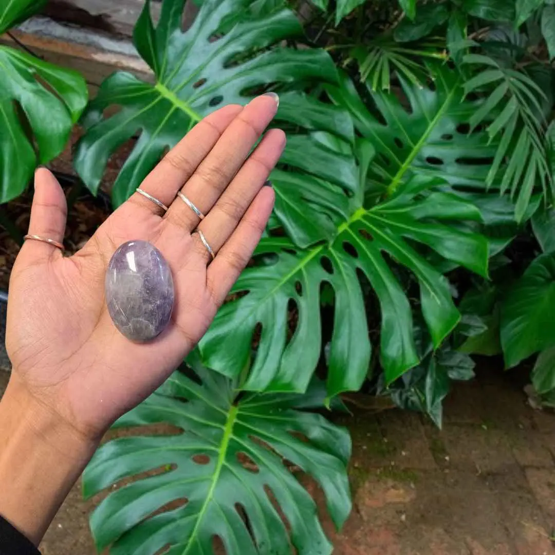 Chevron Amethyst Palm Stone, Natural Amethyst Crystal for Literature & Art Enthusiasts