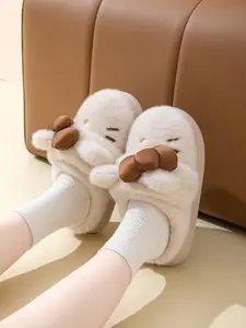 Women's Cute Cartoon Plush Design Slippers, Casual Soft Comfortable Home Slippers, Warm Slippers for Indoor & Outdoor Use for Fall & Winter, Footwear, Fuzzy House Slippers, Soft Sole Slippers