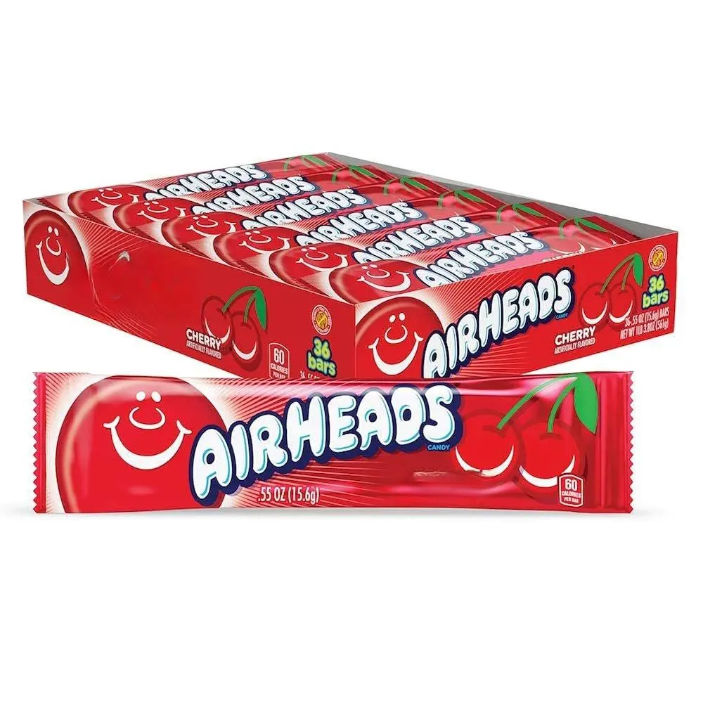 36 Bars Swedish Cherry Flavor Taffy Fruit Candy - Gluten Free, Dairy Free, Low Calories, Sweet, Individually Wrapped Full Size, Non-Melting - Gaming Snacks, Birthday Party Favors