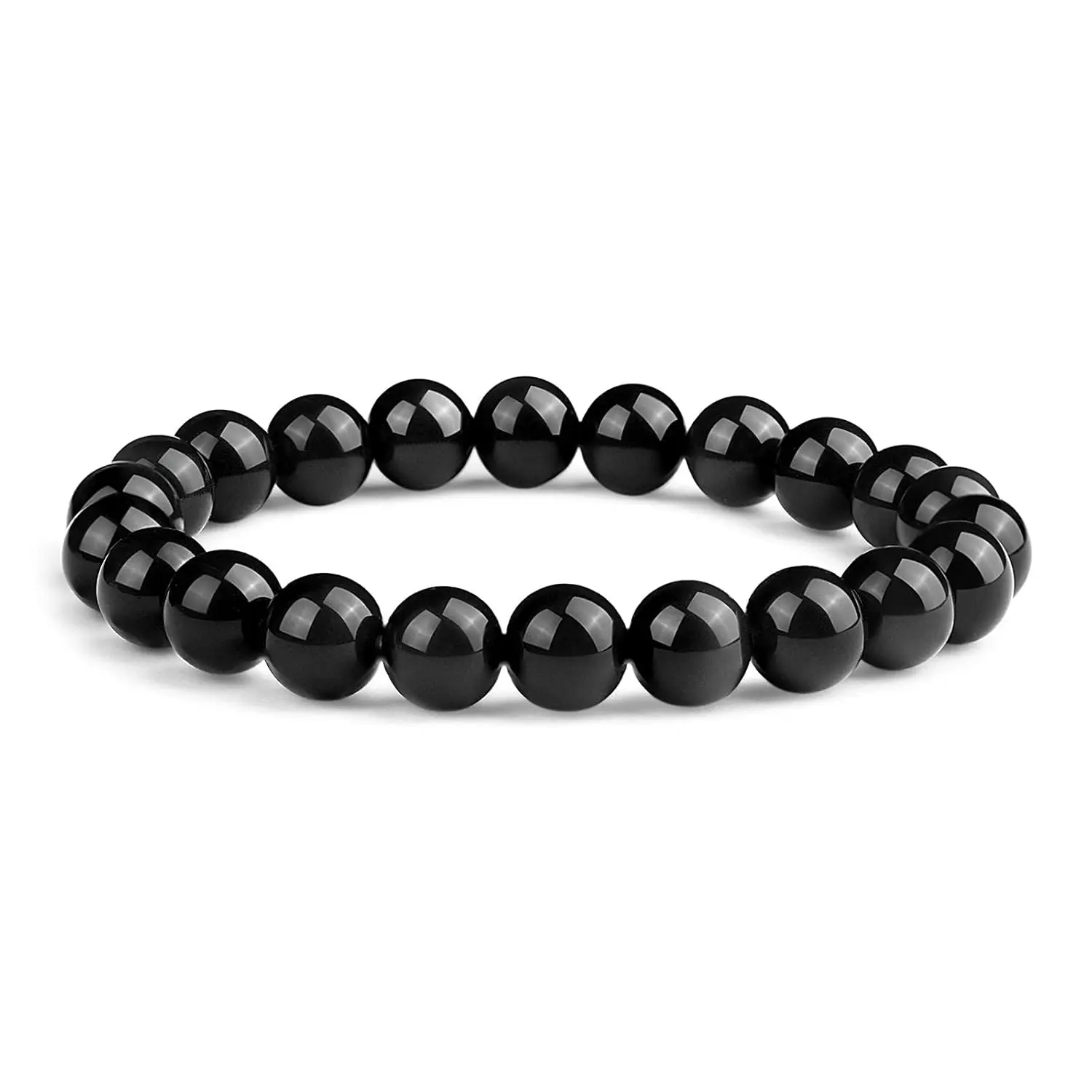 Black Obsidian Bracelet 8mm — Protection &amp; Root Chakra Grounding Jewelry