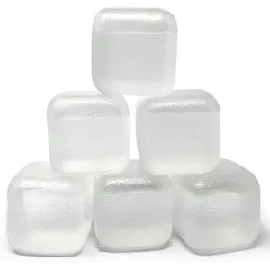 Ice Cubes (2.2" Sq.) 6-Pack -  Plastic -  for Cryotherapy Machines, Cold  Units, (Clear)