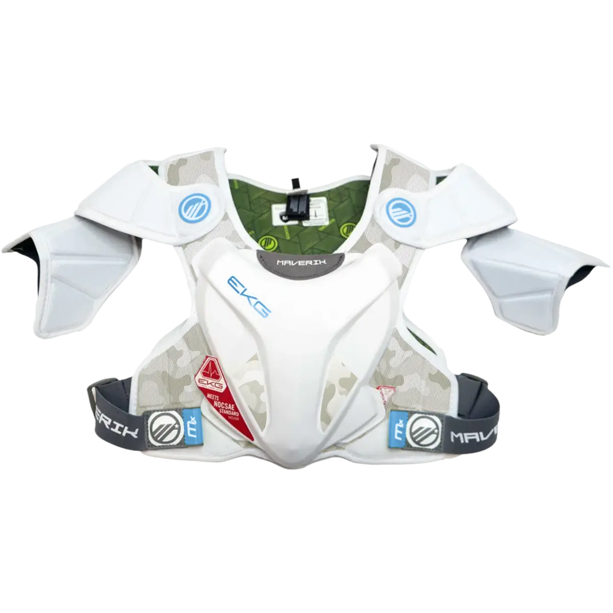 Maverik MX EKG LE White/Camo Shoulder & Body Protective Gear - Adjustable ComfortFit Arch, Anaform Chest/Spine Plates, Moisture-Wicking Quickdry Fabric, Durastretch Panels, External Kardiac Guard, ND200 Standard Injury Prevention