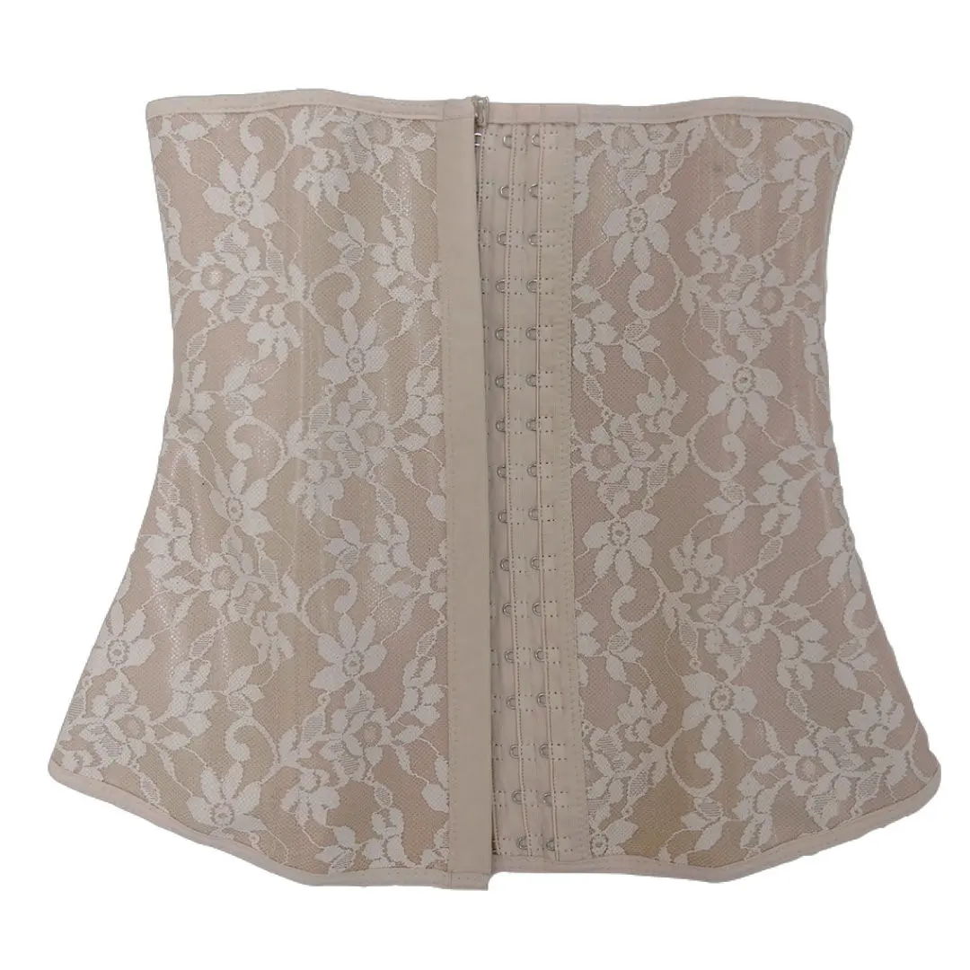 Fancy Lace Waisttrainer with Floral Design and Zipper Closure