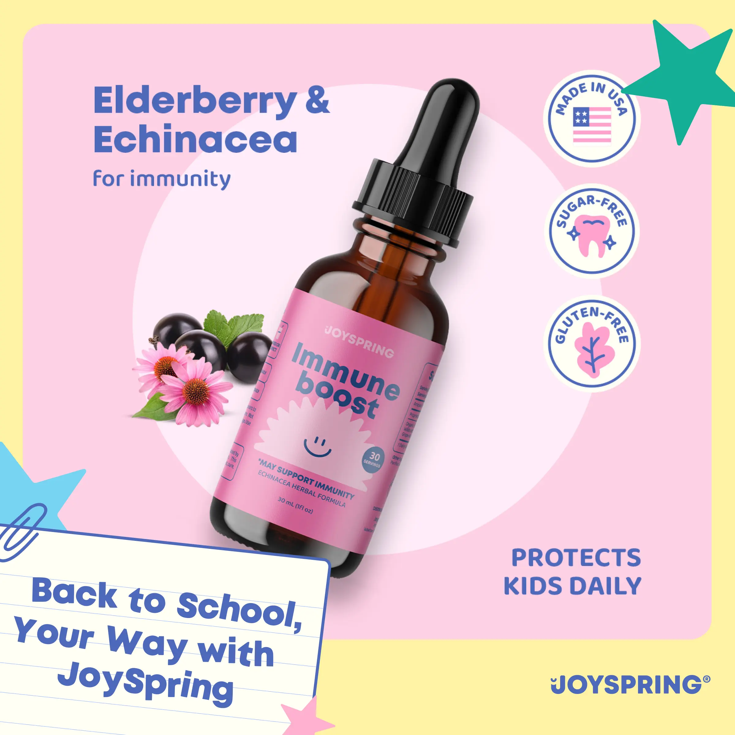 JoySpring Immune Boost Drops – Organic Elderberry Supplement for Immune Support Natural Healthcare Dietary Vitamin
