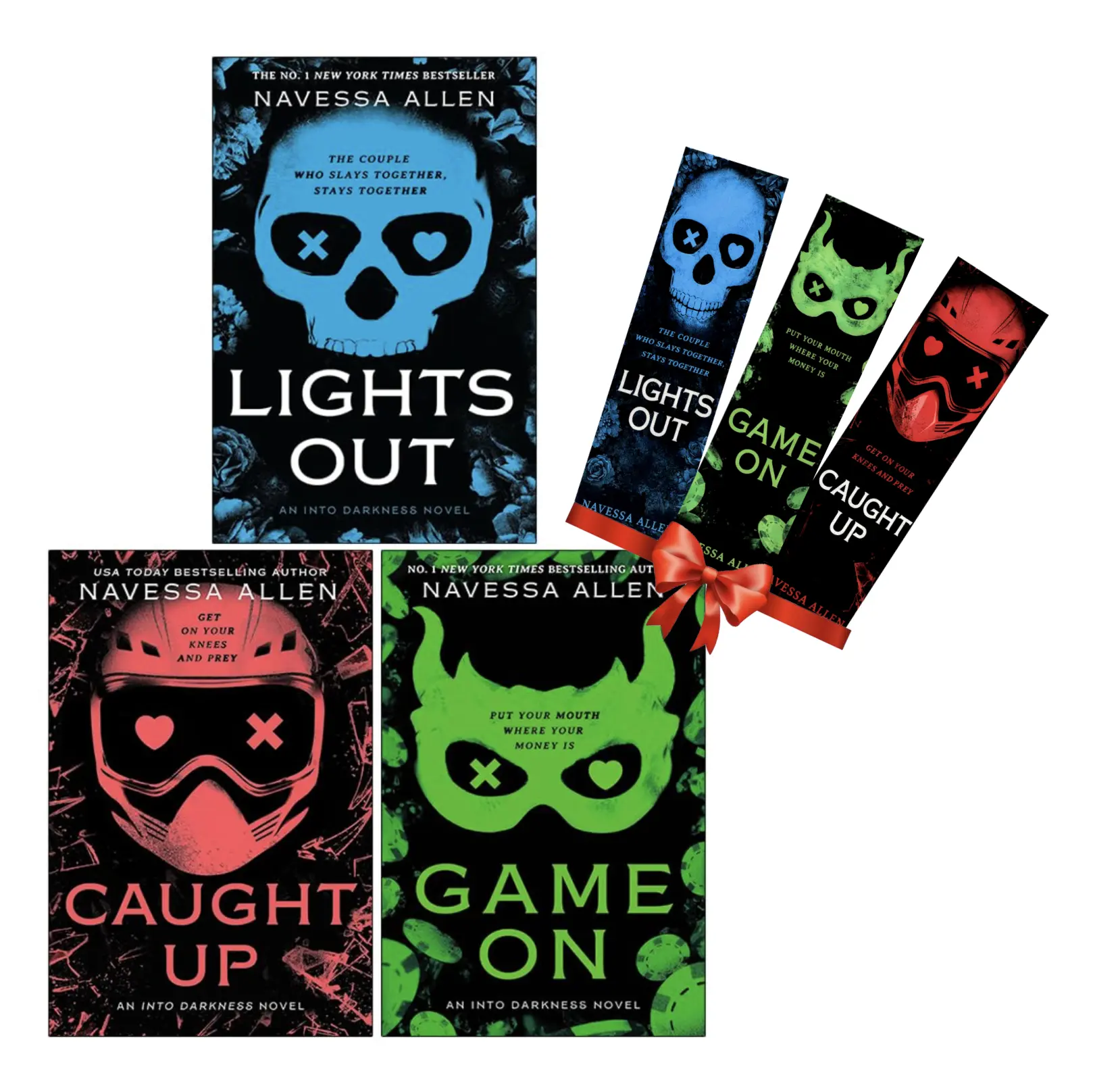 Into Darkness Series by Navessa Allen, 3-Book Set, Includes Lights Out Caught Up Game On, Dark Romance Collection, Romantic Suspense, BookTok Fiction Gift