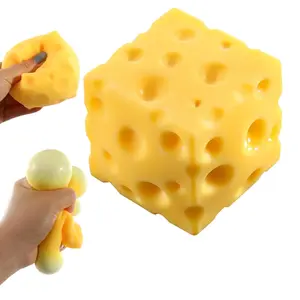 Squishy Cheese Block -（7cm/10cm） Yellow, moldable fidget Toy with Squeeze Feature, Ideal for Play and Relaxation